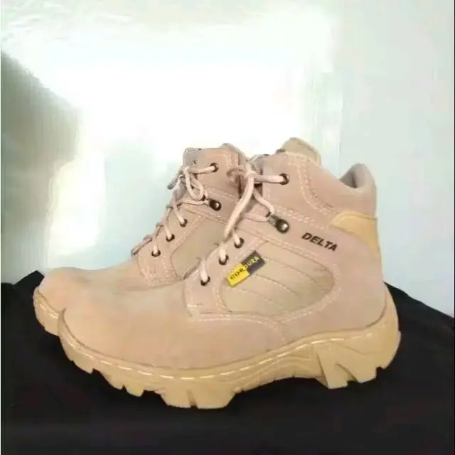 sepatu safty tactical delta gurun tinggi 6 inc safty ujung besi webbing atletis ubber z16 hitamkuning Titanium Waterproof tahan benturan safety derby shoes kulit domba eu:39 Pria Boots sepatu  tentara