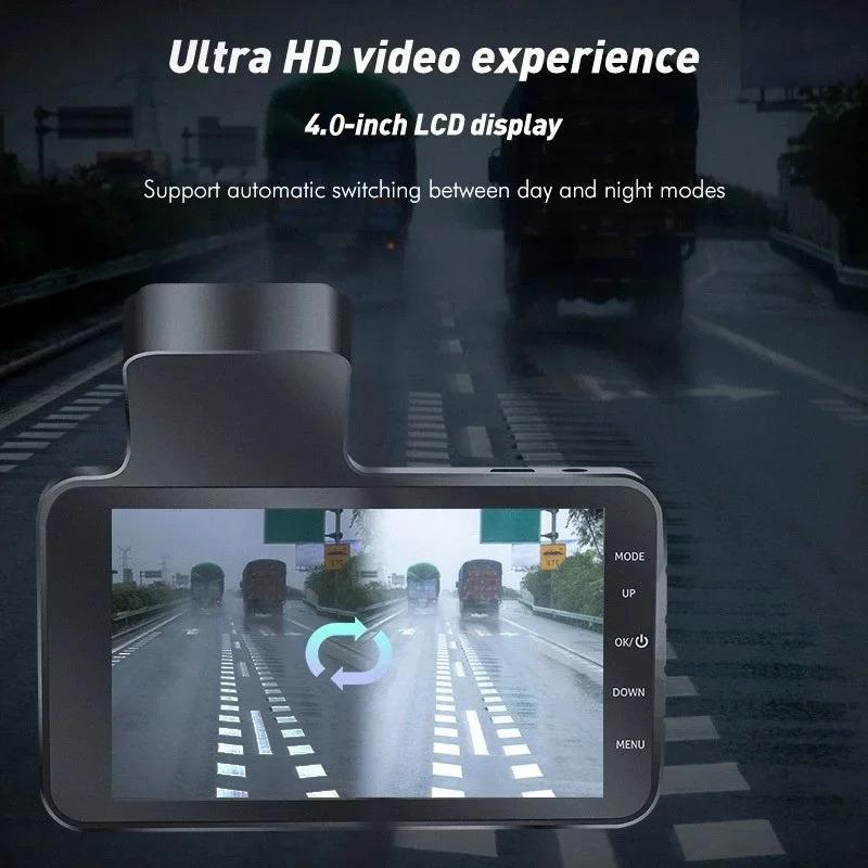 Product Introduction of Camera for Car 170° Wide-angle Drive Recorder 1080p Dash Cam 4 Inch Front Motion Detection Cam Dual Lens Black Box G-Sensor Cars 2