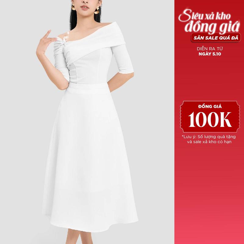 Chân váy A midi pho xéo Maybi Voan Nữ Voi