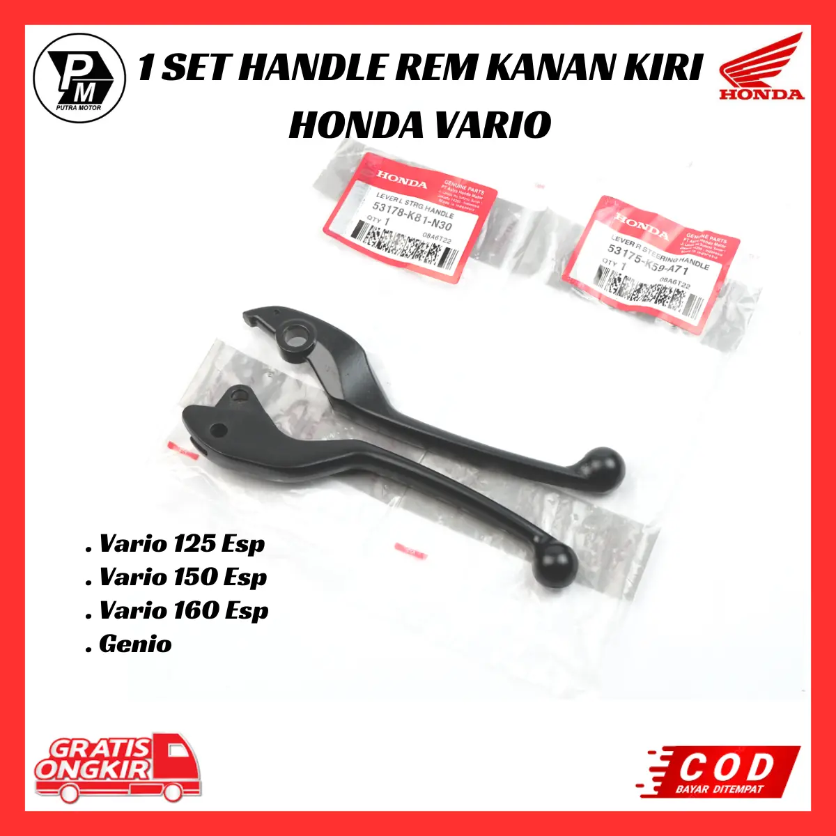 Handle Rem 1 Set Kanan Kiri Honda Vario 125 Esp - Vario 150 Esp - Vario 160 Esp - Genio K59 + K81