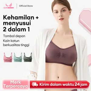 Bra Menyusui Jumbo Tanpa kawat Kancing Depan Bra Busui  Merah Ibu Bumil Hamil Kucing Wanita 937 Katun