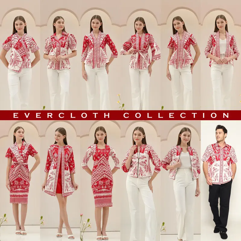 Evercloth George Kemeja Batik Pria Lengan Pendek Hem Batik Cowok Baju Batik Laki-Laki Slim Fit Batik Couple Modern Seragam Keluarga Couple Kantor Sarimbit Katun Stretch 8