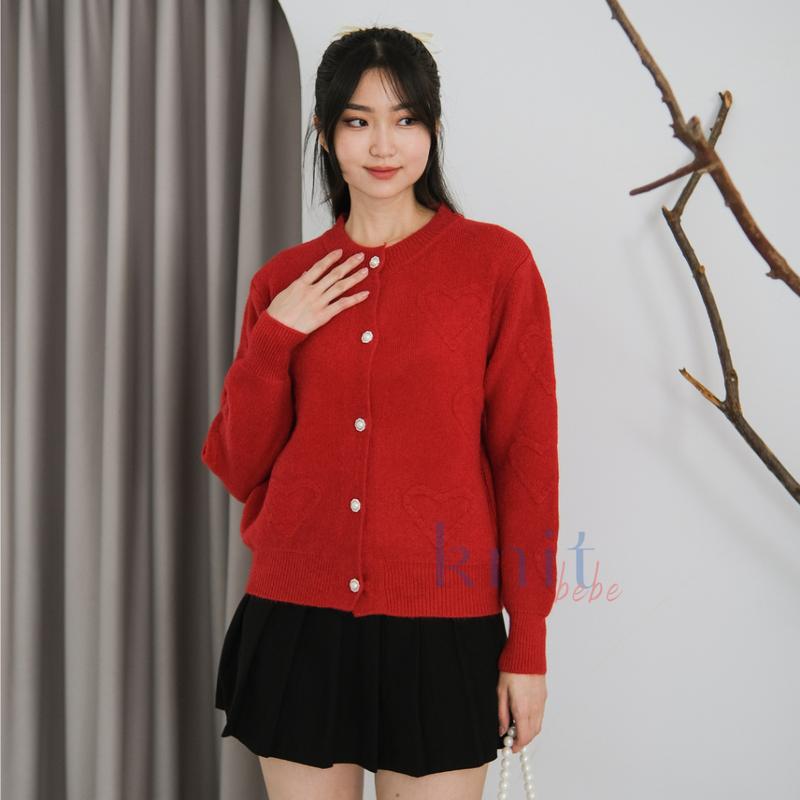 KNITBEBE - SOHEE Atasan Sweater Cardigan Rajut Motif Heart Knit Top 6