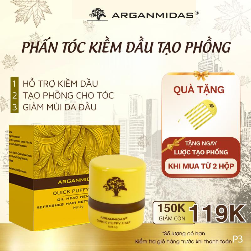   Arganmidas  Phấn Tóc Kiềm Dầu Tạo Phồng Arganmidas hỗ trợ kiểm soát dầu thừa giúp tóc bồng bềnh lâu bết P3 