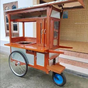 Gerobak Bakso Dorong Kayu Mahoni Roda 3
