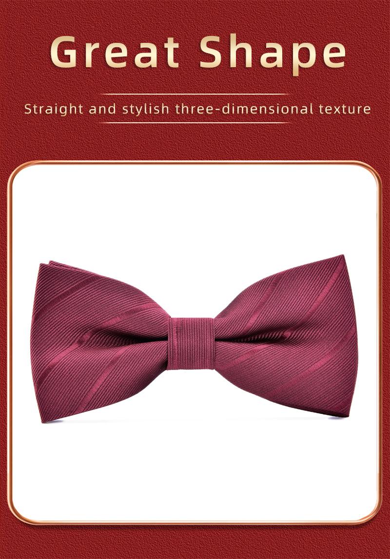 Product Introduction of Groom's Wedding Tie Pocket Scarf Square Scarf Chest Needle Breast Flower Three piece Set Red Bow Men's Black Gentleman 1