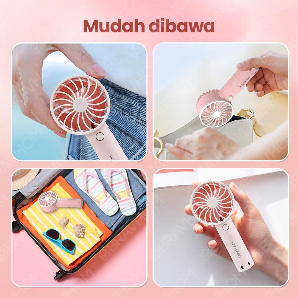 (COD)Bravhom 2lN1 Kipas Angin Mini PortableAromaterapi 3 Kecepatan Phone Holder