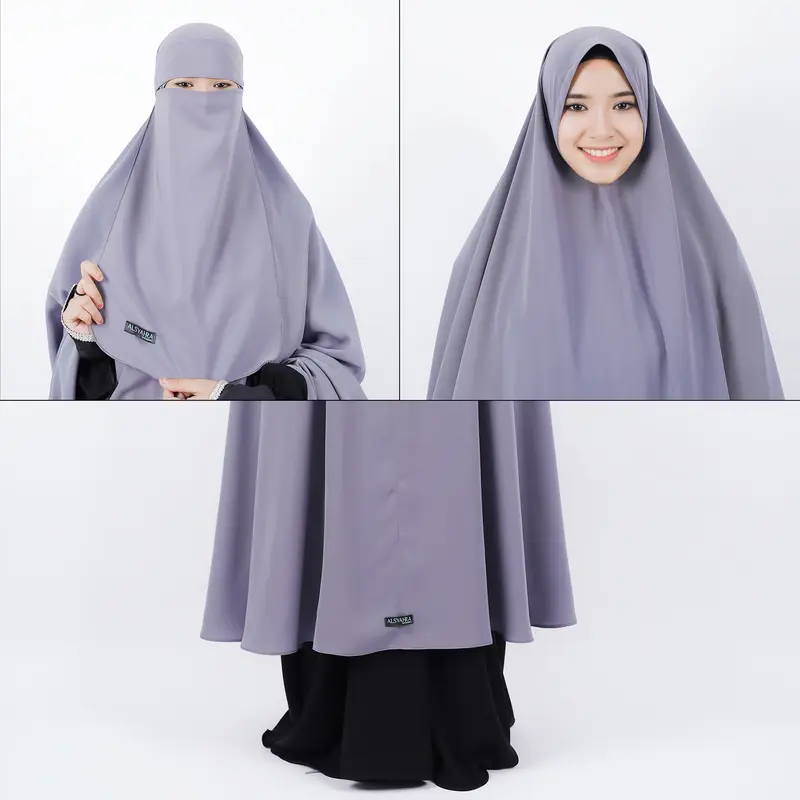Alsyahra Exclusive Set Long Khimar Syari Haramain Non Pad Niqab Platinum Wolfis Jumbo Panjang Muslim Jilbab 3