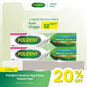 Polident Perekat Gigi Palsu Flavor Free 2x60gr - TWINPACK
