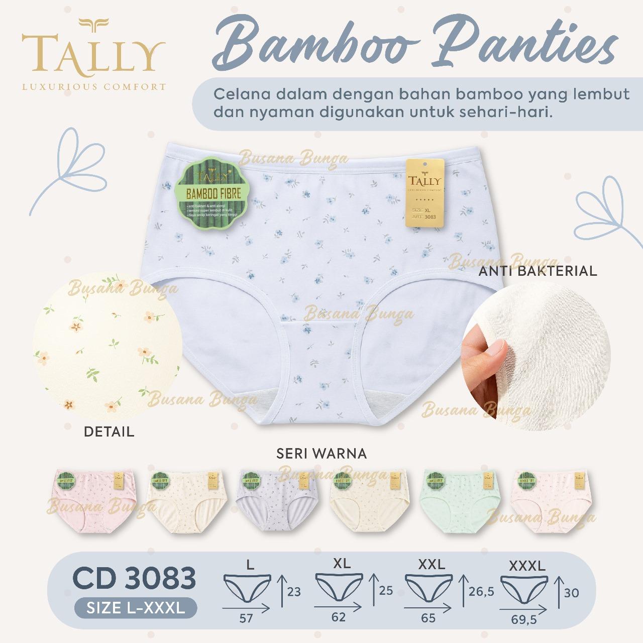 Tally 3083 Bamboo Flowers || Spesial Edition (isi 3, 6, 12 pcs) Cd/Celana Dalam Wanita Semi Maxi Daily Panties Motif Bunga Anti Bakteri Anti Alergi Lembut Adem Nyaman Menutupi Sempurna Tally 3083 Bamboo Flowers || Spesial Edition (isi 3, 6, 12 pcs) Cd/Celana Dalam Wanita Semi Maxi Daily Panties Motif Bunga Anti Bakteri Anti Alergi Lembut Adem Nyaman Menutupi Sempurna