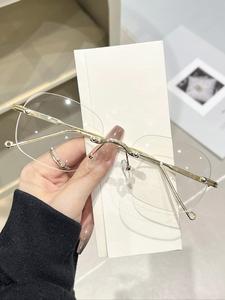 ユニセックス メタルフレームレス ファッション フォトクロミック フラットグラス、男女兼用のスタイリッシュな色変化眼鏡、ユニバーサルフィット サングラス
