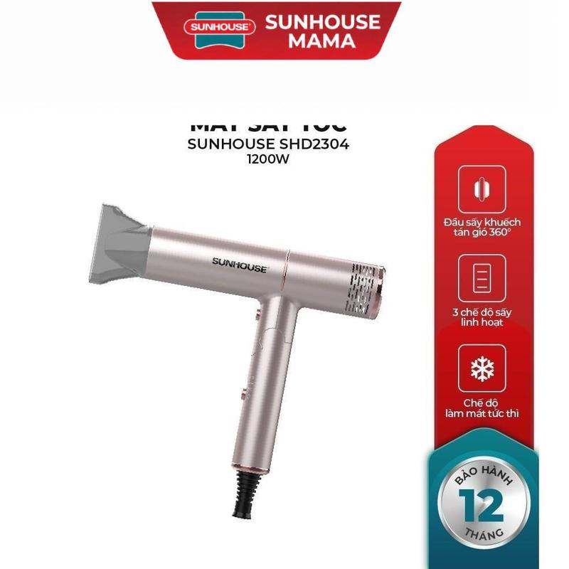 Máy sấy tóc Sunhouse SHD2304 - Công suất 1200W - 2 chế độ nhiệt, 1 chế độ gió mát - Tay cầm có thể gấp gọn