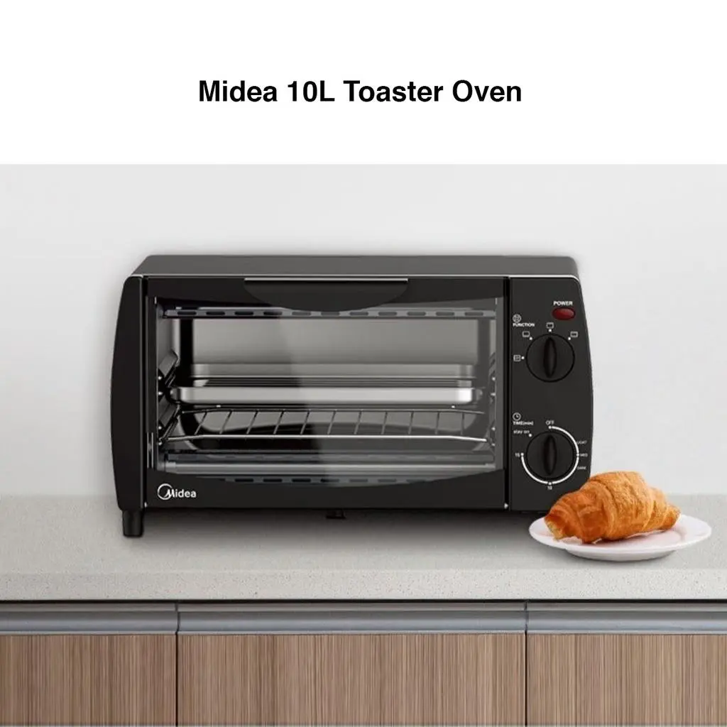 Midea MEO-10BDW-BK Black Mechanical Toaster Oven, 10L