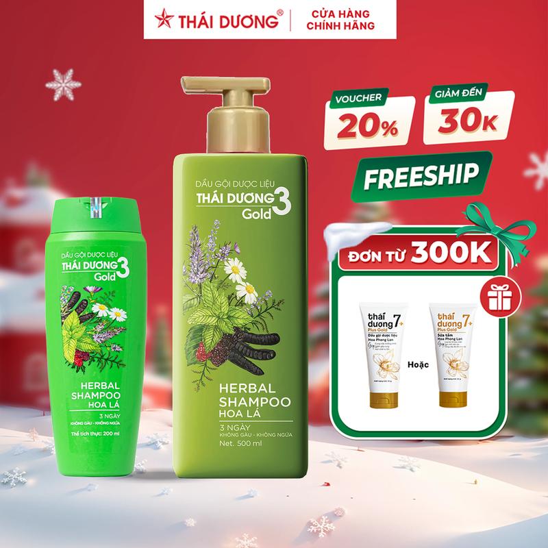   Live - COMBO   01 Dầu Gội Dược Liệu Thái Dương 3 Gold  Chai 500ml Hoa Lá  hoặc 01 Dầu xả Thái Dương 3 Gold  Chai 333ml Hoa Lá  - Sao Thái Dương 