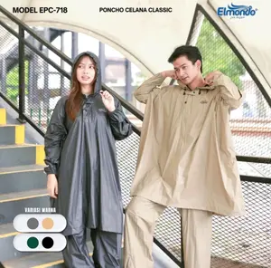 PROMO JAS HUJAN SETELAN PONCHO CELANA SUPER JUMBO ELMUNDO CLASSIC 718 Abu