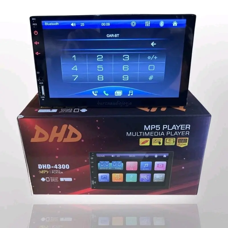 head unit  Car  DOUBLE DIN BODY PANJANG MP5 7 INCH MIRRORLINK DHD- 4300 BLUETOOTH FULL GLASS TOUCHSCREEN