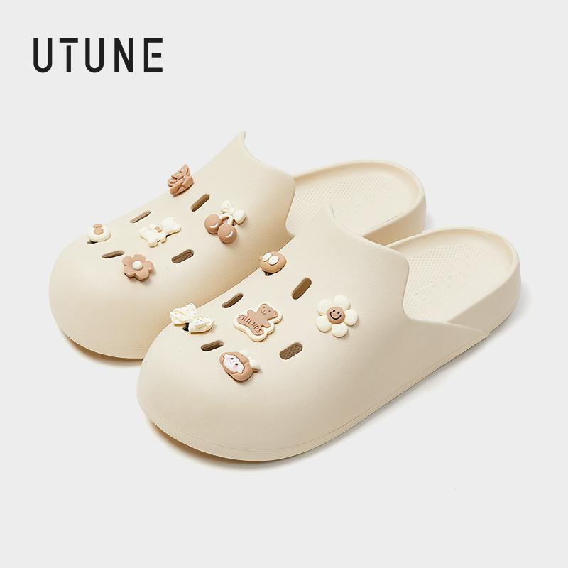  UTUNE Dép Lê Nam Nữ Có Miếng Dán Đế Dày Dép Đi Ngoài Trời Thoáng Khí Chống Trượt Nhẹ Thời Trang Miếng Dán Gấu Nâu 