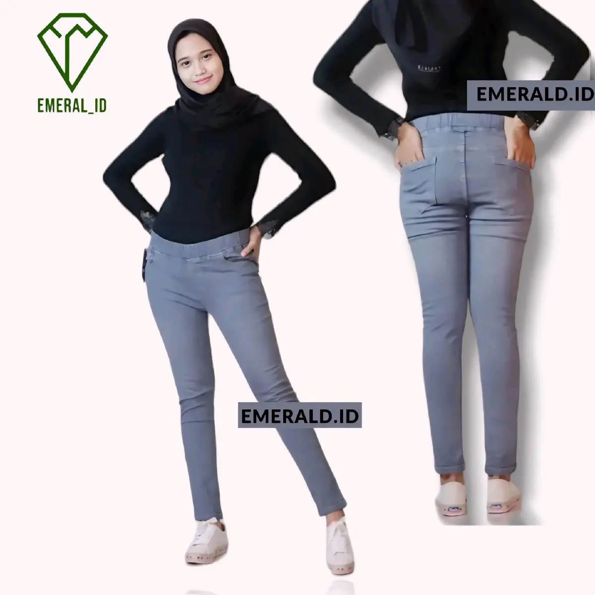 Celana Legging Jeans Street Melar Denim Wanita Panjang Grey
