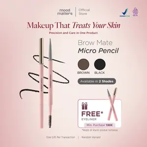 Mood Matters Brow Mate Micro Pencil Brown Eyebrow Alis Pensil | Ultra Precise, Pensil Alis Natural Anti Luntur