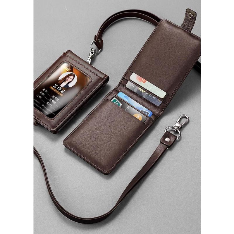 Product Introduction of Real Leather Badge Holder Clear ID Card Pouch Staff Work Chest Cards Name Tag Holders with Lanyard Business Formal Accessories 13