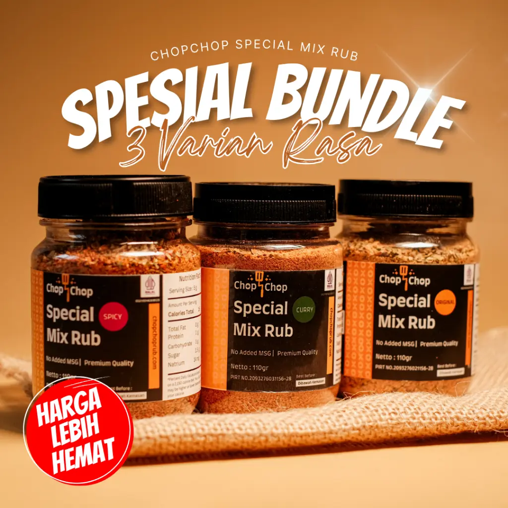 Paket Bundle Chopchop Rub Kombinasi dengan 3 Varian Ori, Curry, Spicy Masakan