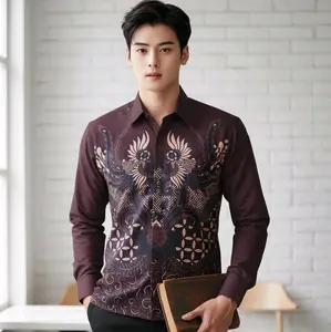 kemeja baju batik pria slimfit lengan panjang lapis furing motif WIRATAMA bahan katun halus premium solo