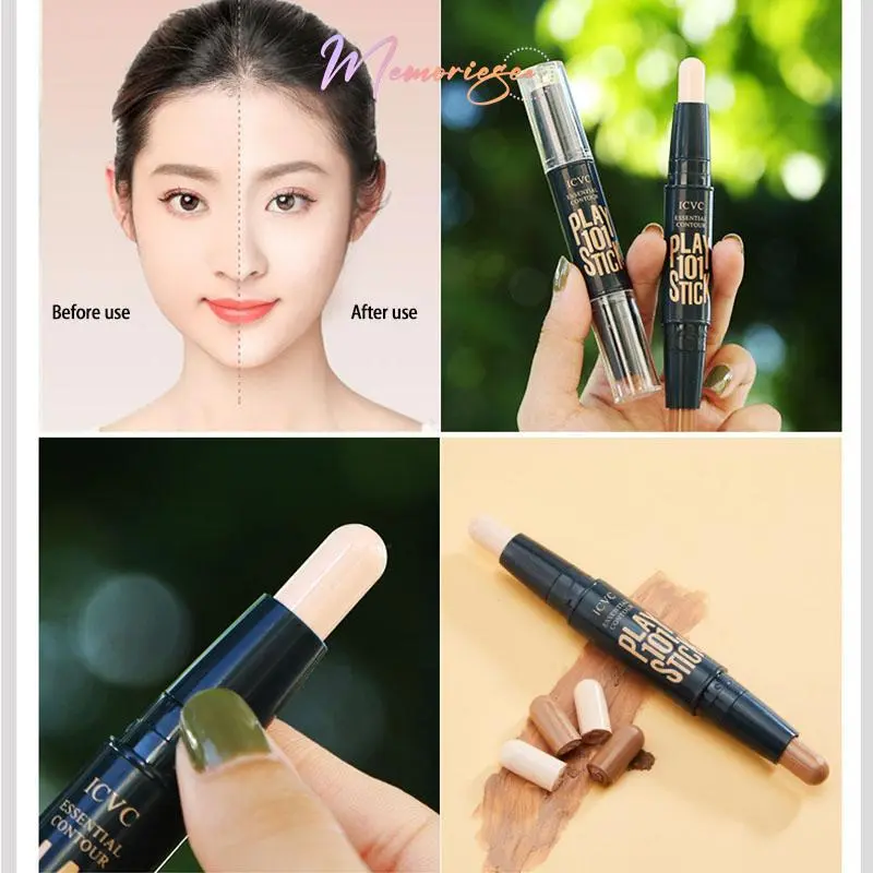 【COD&Ready✨】Contour Duo Concealer Highlighter Stick 2in1 Color 3D Face Geometry Lasting Wajah Multi-use Make up Pensil-M 3
