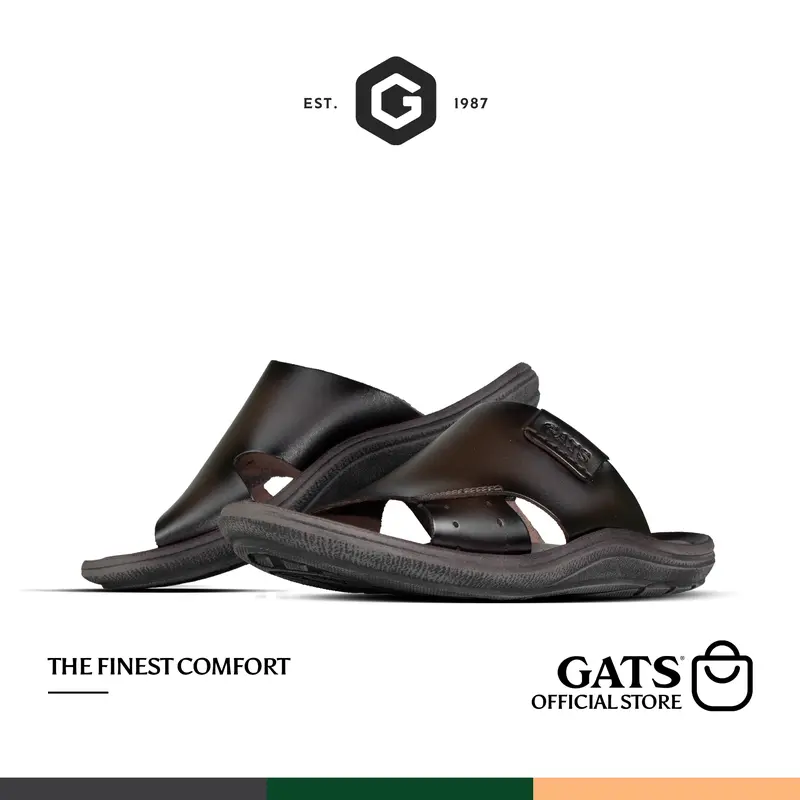 GATS - HG 281 - Sandal Kulit Pria Casual - Coklat Tua 0