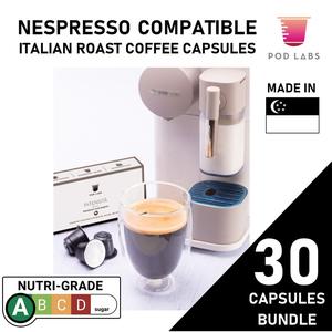 [30 Coffee Capsules Bundle] Pod Labs Nespresso Compatible Intensità (30 Capsules)