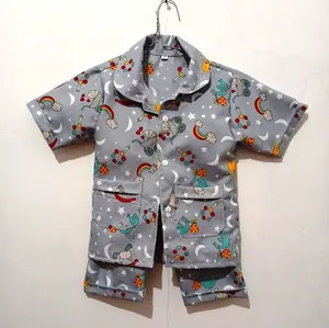 Setelan Baju Piyama Lengan Pendek Karakter Kuromi Labubu Anak Laki-Laki Perempuan Pakaian Tidur Murah