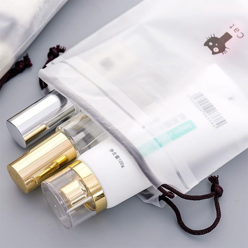 HL0072 Random 10 pcs Tas Serut Pouch Transparan Motif Karakter Travel Storage Bag Make Up Organizer Anti Air 6