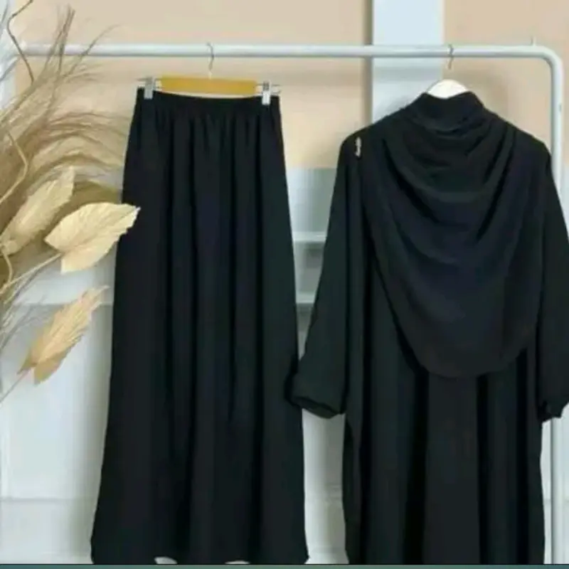 Yumna Set Rok Tunik Syar'i Kerudung Pasmina Oval Wanita One Set Tunik Melayu Bahan Cringckle Air Flow 3