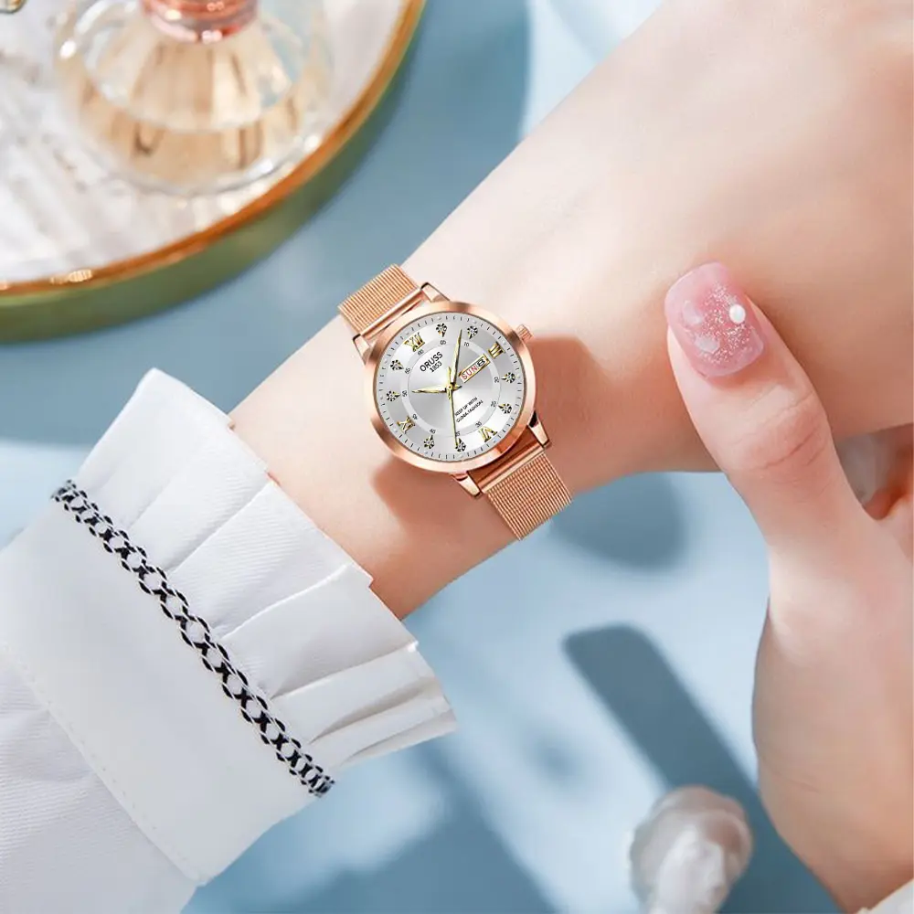 ORUSS Original Women Luxury Fashion Stainless Steel 