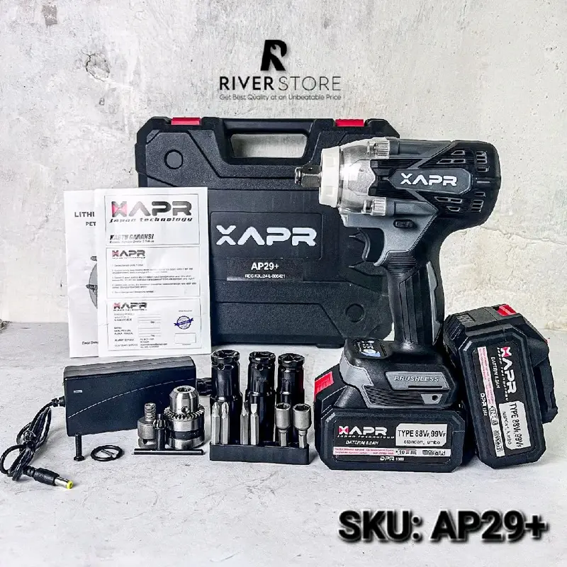 Impact Wrench Cordless APR Model Facelift Powerfull Mesin Bor Pembuka Baut Ban Mobil Motor CVT
