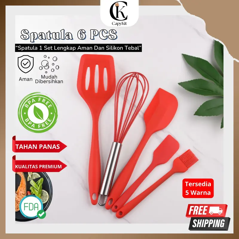 Capykit Spatula Peralatan Masak Sutil Silikon Non Stick Cooking 5 Pcs Kitchenware Spatula Set VS-1808 0