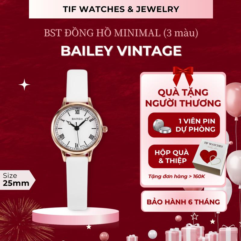 Đồng hồ Nữ Tay Nhỏ Vintage BAILEY Tif Watches Dây Da Cao Cấp Hàn Quốc
