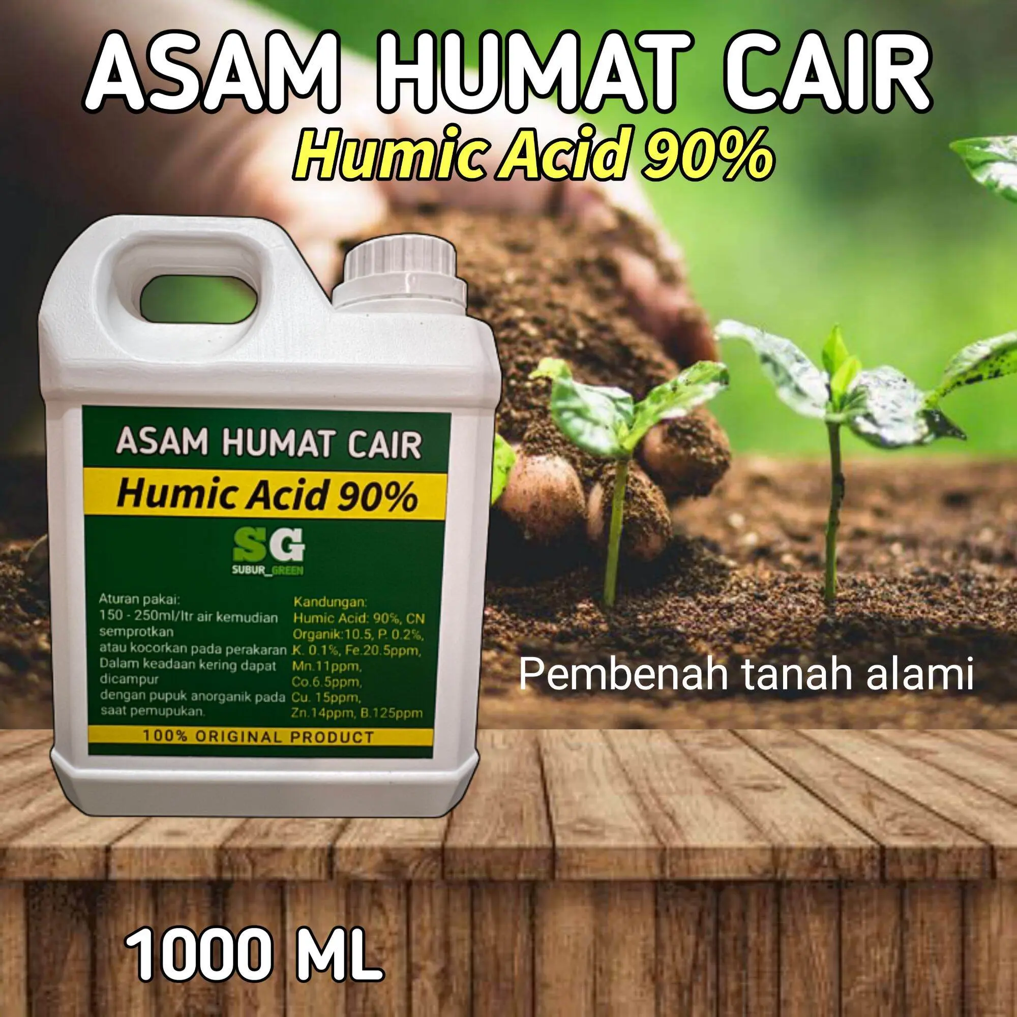 ASAM HUMAT CAIRN SUBUR GREEN Humic Acid90% pupuk mikroba pembenah tanah alami terlaris termurah bisa cod kemasan 1 liter
