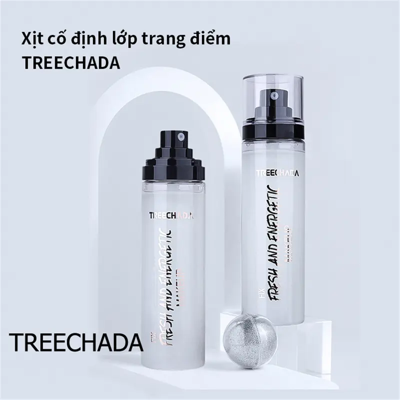TREECHADA Bình xịt cố định lớp trang điểm Chai xịt khóa cố định lớp trang điểm giờ giữ nền lâu trôi cấp 100 ml x it 4