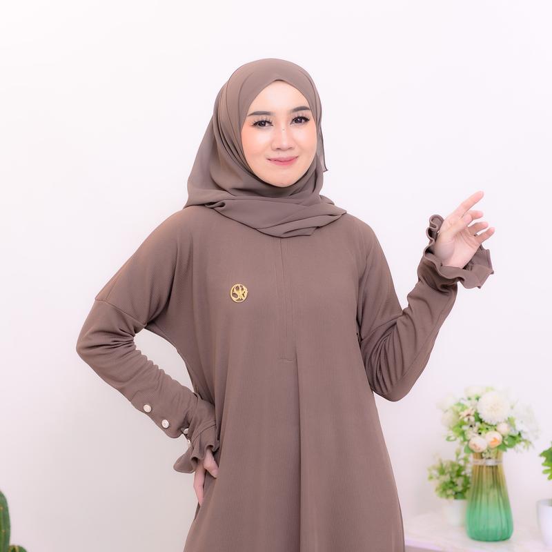 Gamis Arafah Bahan Snowy Knit Premium Adem Dan Lembut Anti Panas 4