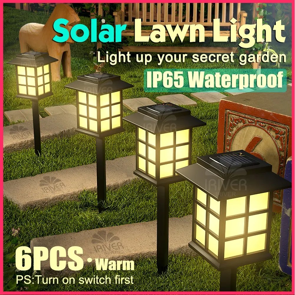 6PCS Solar Garden Light Outdoor Waterproof LED Pathway Landscape Light Stake Garden Yard Lawn Lamp