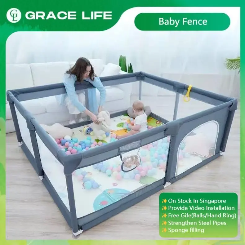 【GraceLife】Baby Fence With Door For Toddler/Kids With Free Gift（Balls/Hand pull ring/Bag）