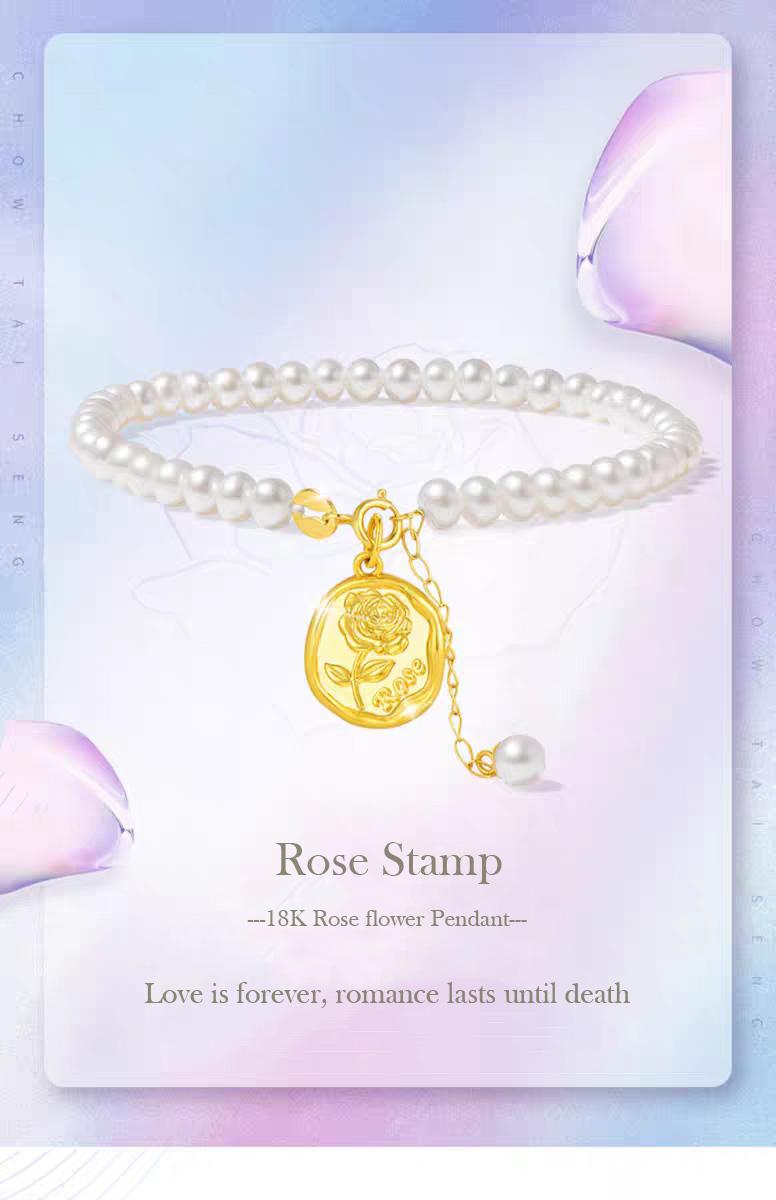 Product Introduction of 【Chow Tai Seng】18K Au750 Gold Rose Flower & Abacus Hot-selling Daily Fashion Pendant Necklace (with gift chain) 1