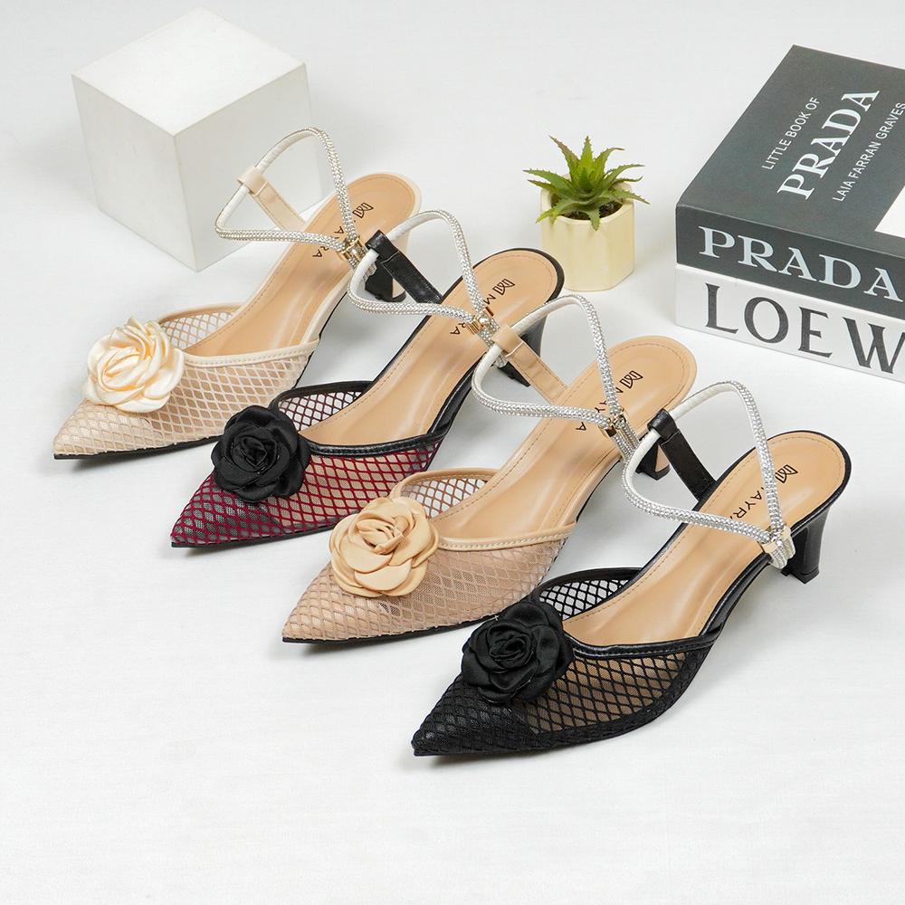 Mayra - Emine sepatu bunga wanita sepatu mules hak 5cm trendy heels