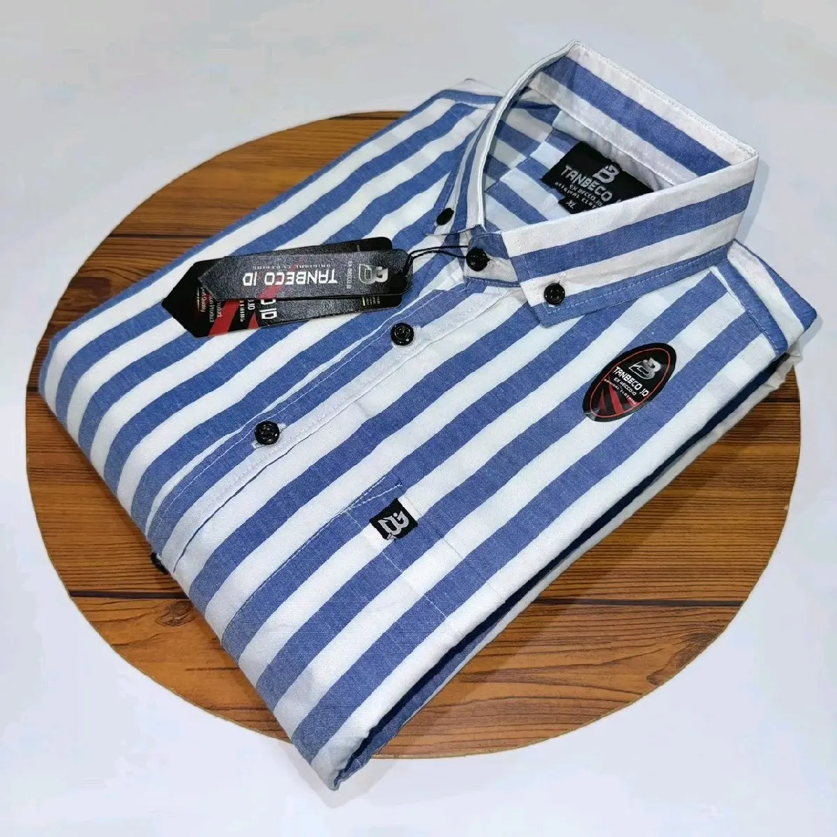 Kemeja Pria Lengan Pendek Motif Salur Garis Surfing Distro Casual Dewasa - Baju