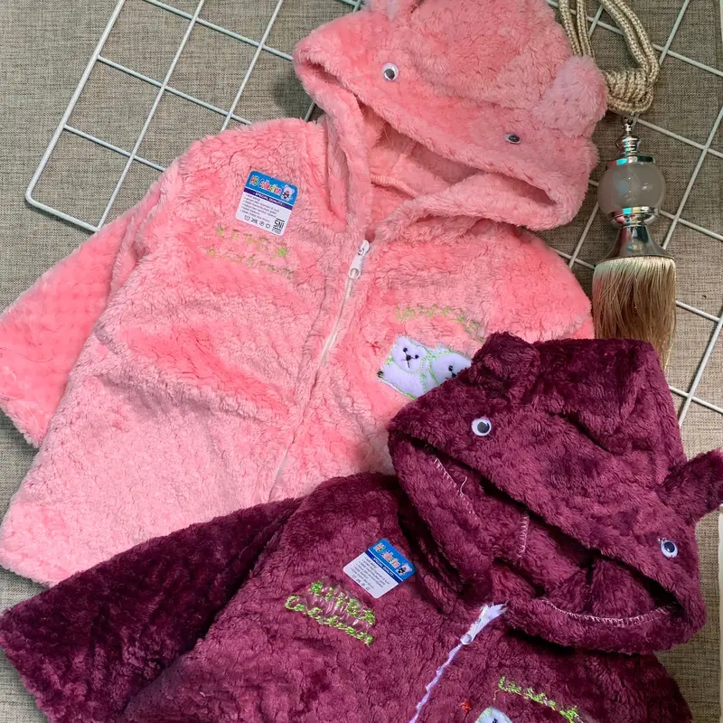 Jaket Bayi Anak Resleting Bahan Bulu Halus Kupluk Hoodie Lucu Mantel Bulu Anak Cewek Cowok Usia 6-24 bulan 2