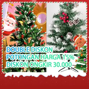 BEIGE Set Pohon Natal Premium Hiasan Natal Lengkap Bonus Pine Cone & Berry Artificial Ukuran 1.2m/1.5m/1.8m/2.1m/2.4m Siap Stok untuk Dekorasi Natal Anda
