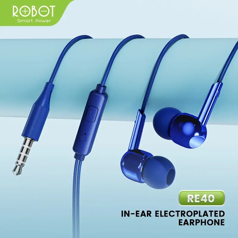Headset Robot RE40 Headset Wired Earphone Full Electroplated Original - Garansi 1 Tahun [BISA COD] 1