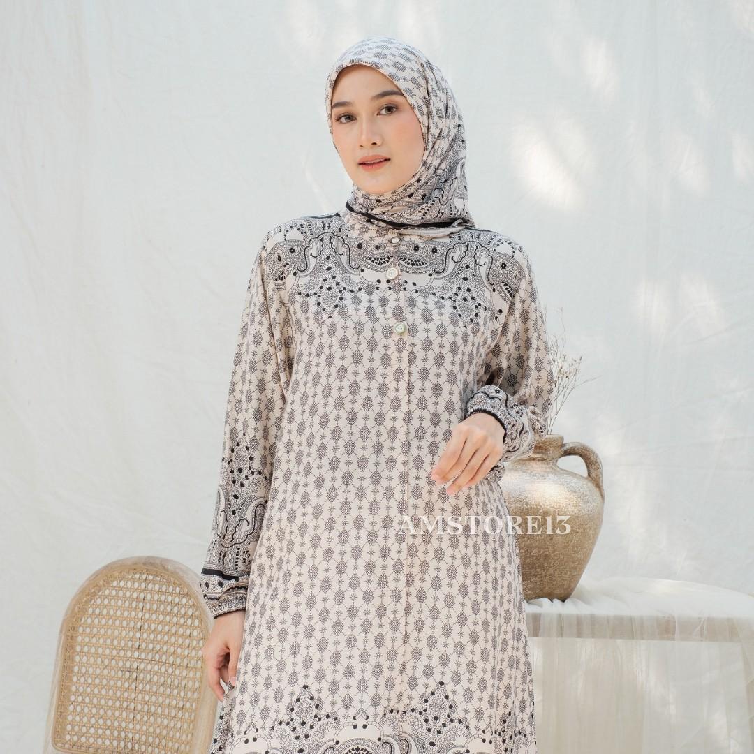 Alena Setelan Tunik set Hijab Terbaru Rayon  Diamond Premium  Baju Formal Muslim Dewasa