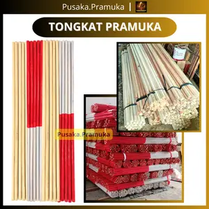 Tongkat Pramuka / Toya Pramuka Merah Putih dan Polos Bahan Kayu Panjang 160 cm Diameter 3 cm