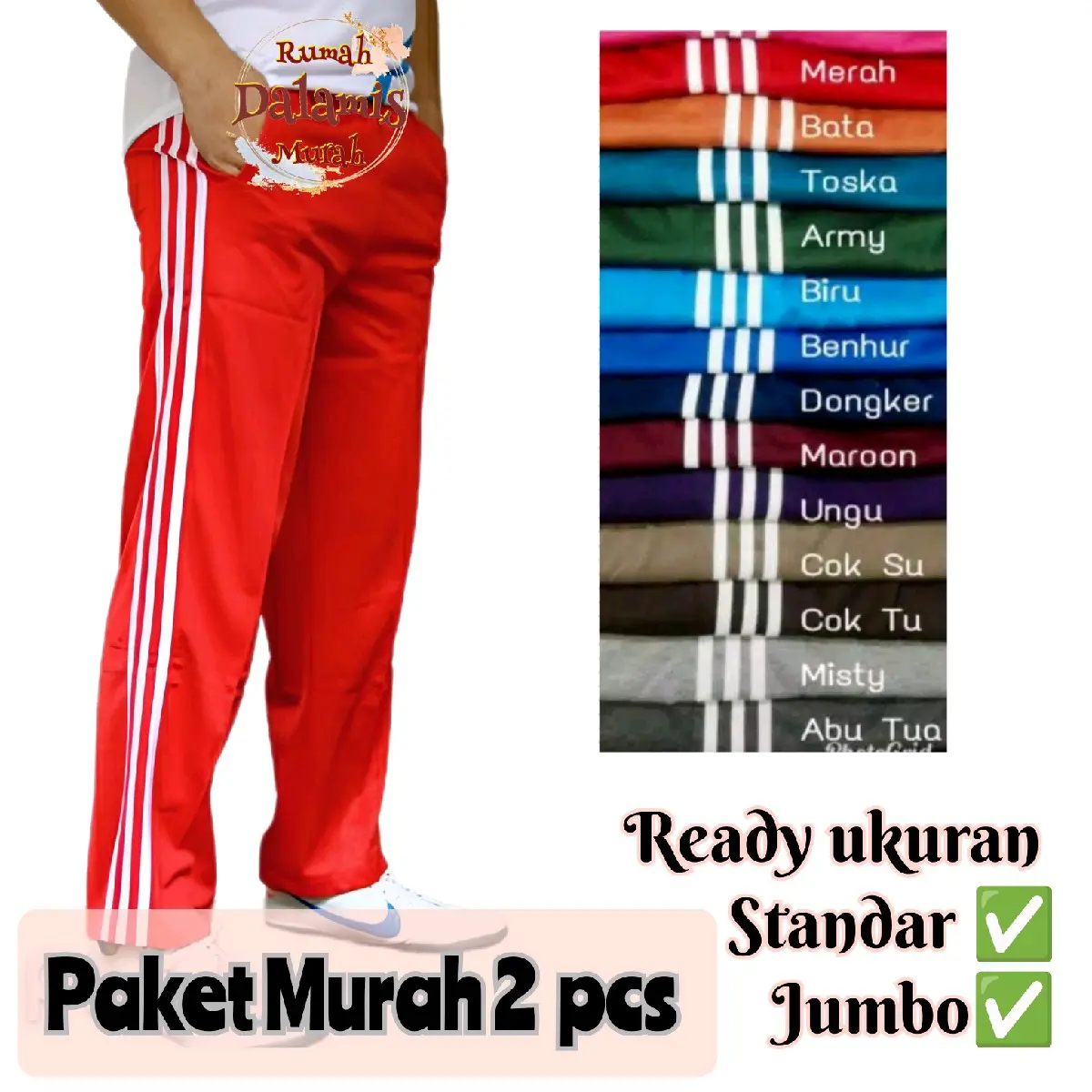 Celana Training 2 pcs Standar & Jumbo Training pria Training Wanita training jumbo